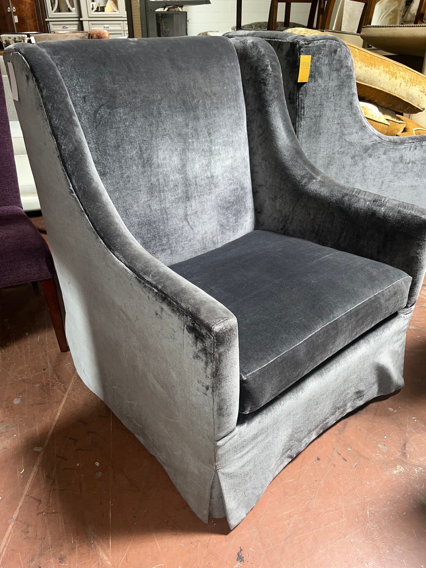 Custom Gray Chenille Accent Chair