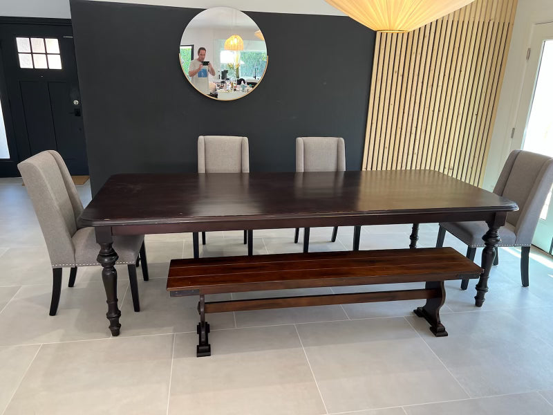 Custom Solid Mahogany Dining Table & Bench