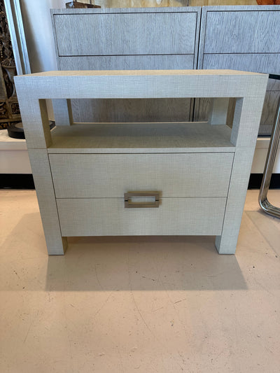 Custom grass cloth cabinet