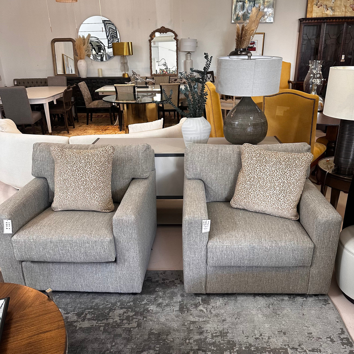 New Kravet Grey Custom Armchairs