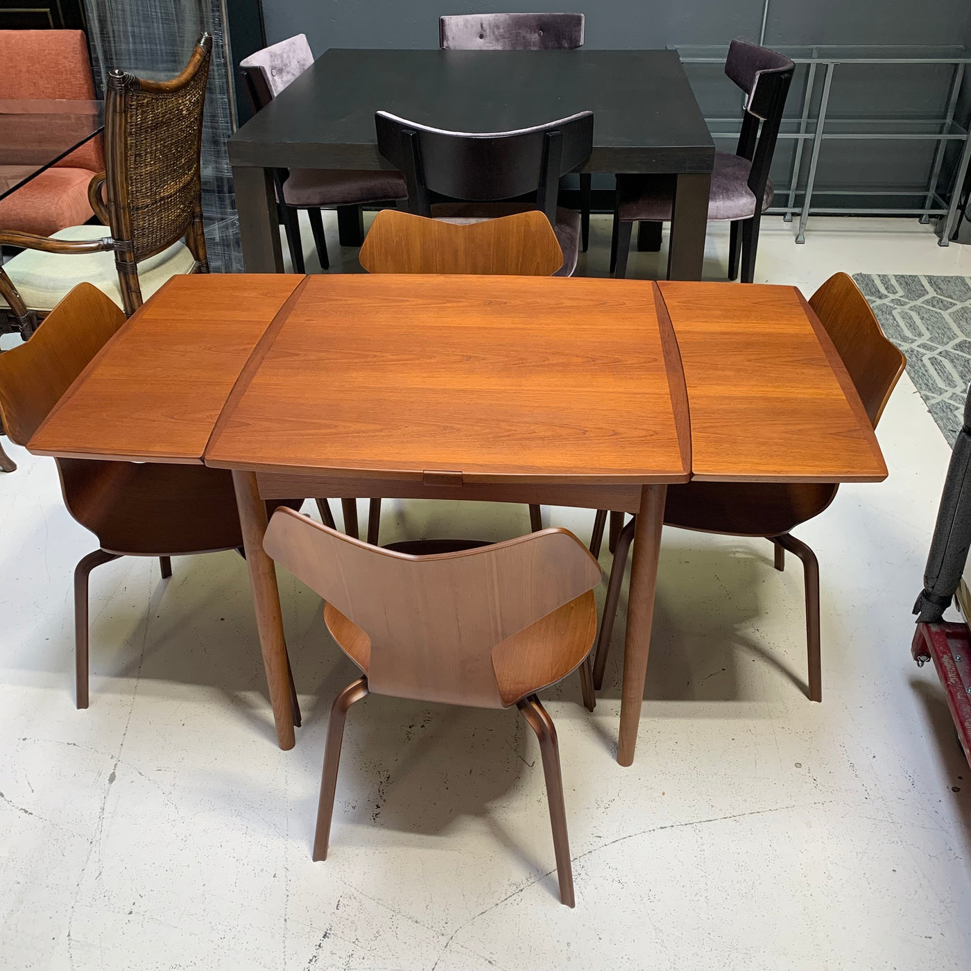 MCM Wood Dining Table and 4 Chair Set Arne Jacobson for Fritz Hansen