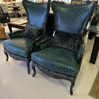 Paul Robert Leather Wingback Chairs