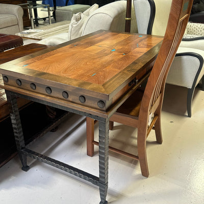 Mesquite Wrought Iron Desk w/ Turquoise Inlay (Includes matching chair)