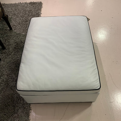 Ralph Lauren White Leather Ottoman