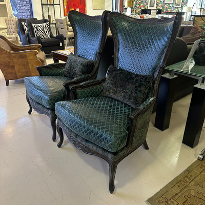 Paul Robert Leather Wingback Chairs