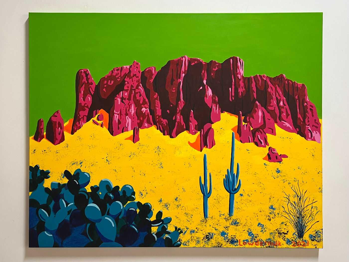 Hand Painted Superstition Mountains Art on Canvas