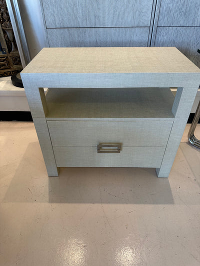 Custom grass cloth cabinet