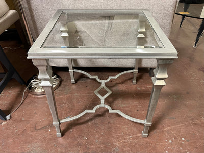 Silver Leaf Greek Key Square End Table - 2 Available