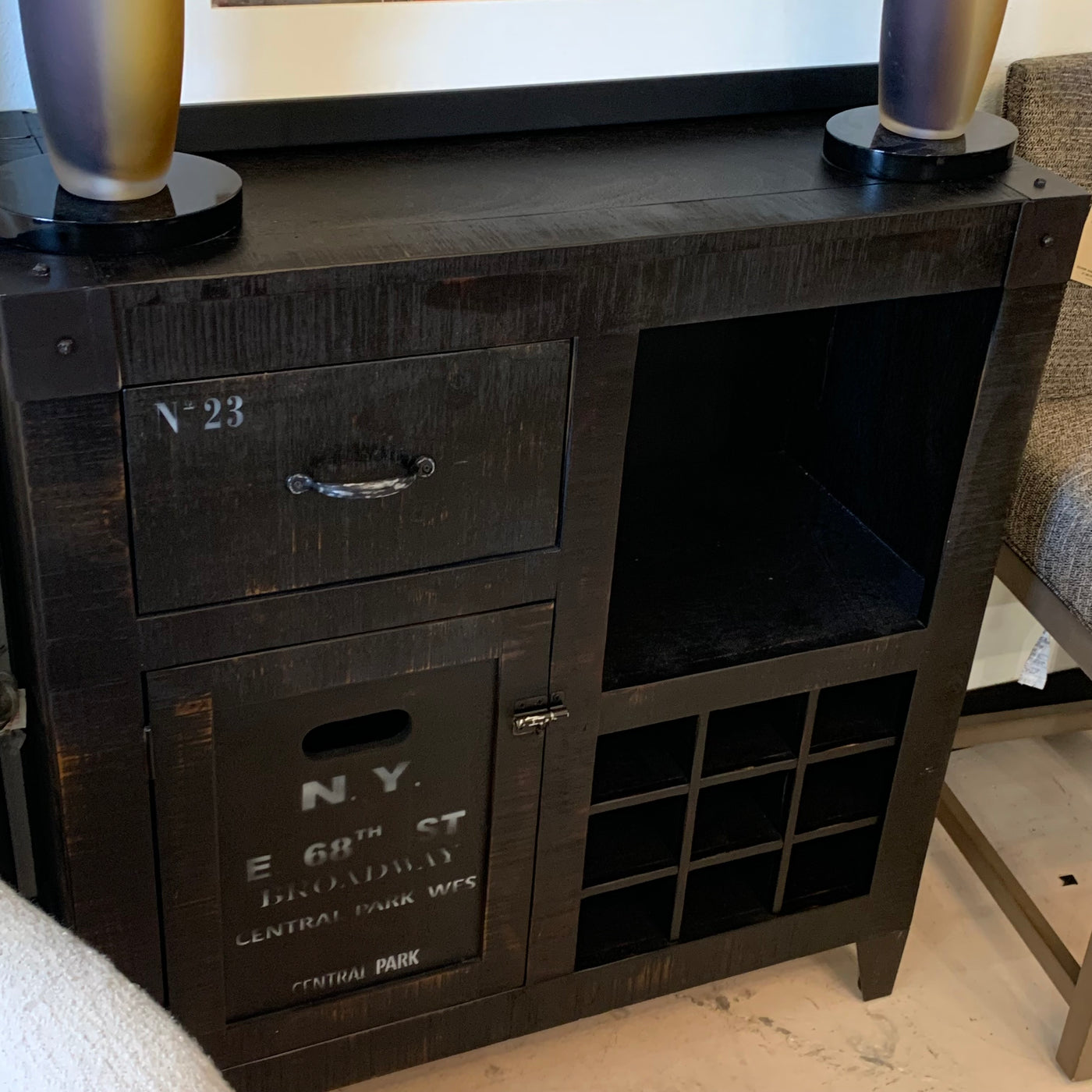 Wood industrial Console Stand