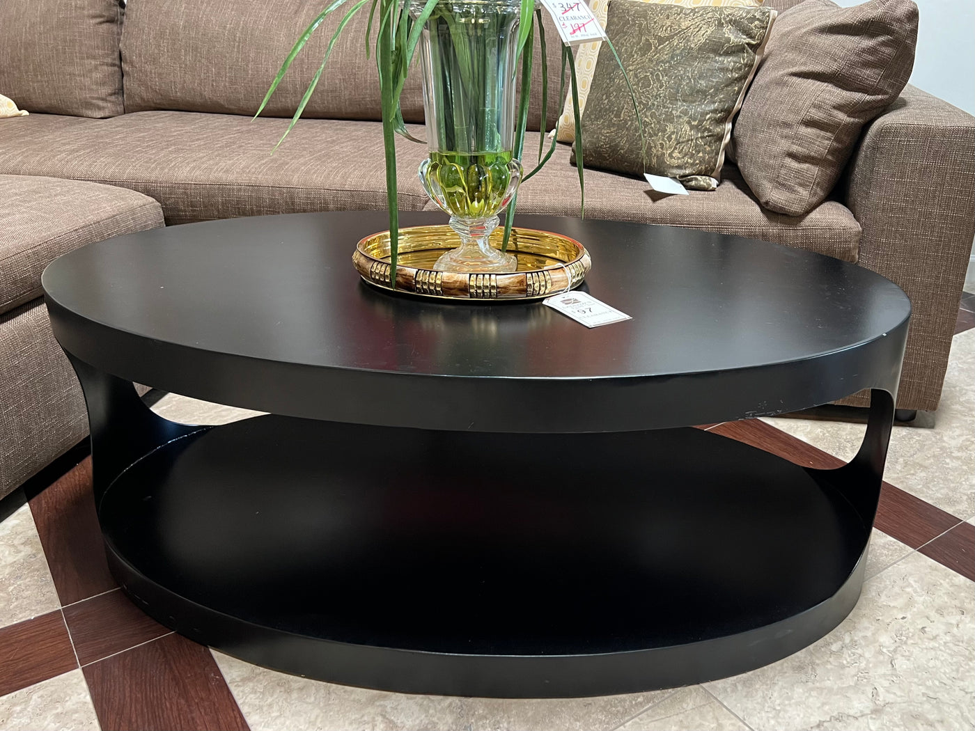Noir Eclipse Oval Coffee Table in Black Steel