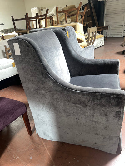 Custom Gray Slipcovered Chenille Accent Chair
