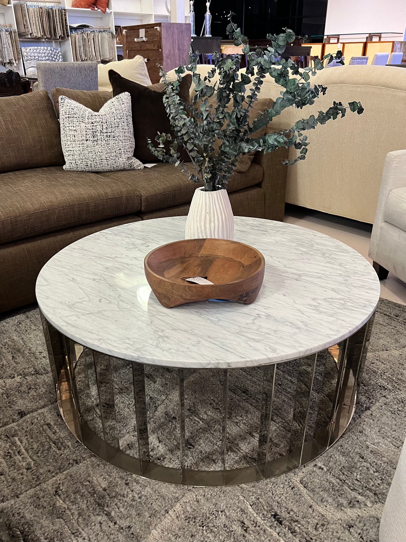 Interlude Home Roxette Marble-Top Round Coffee Table