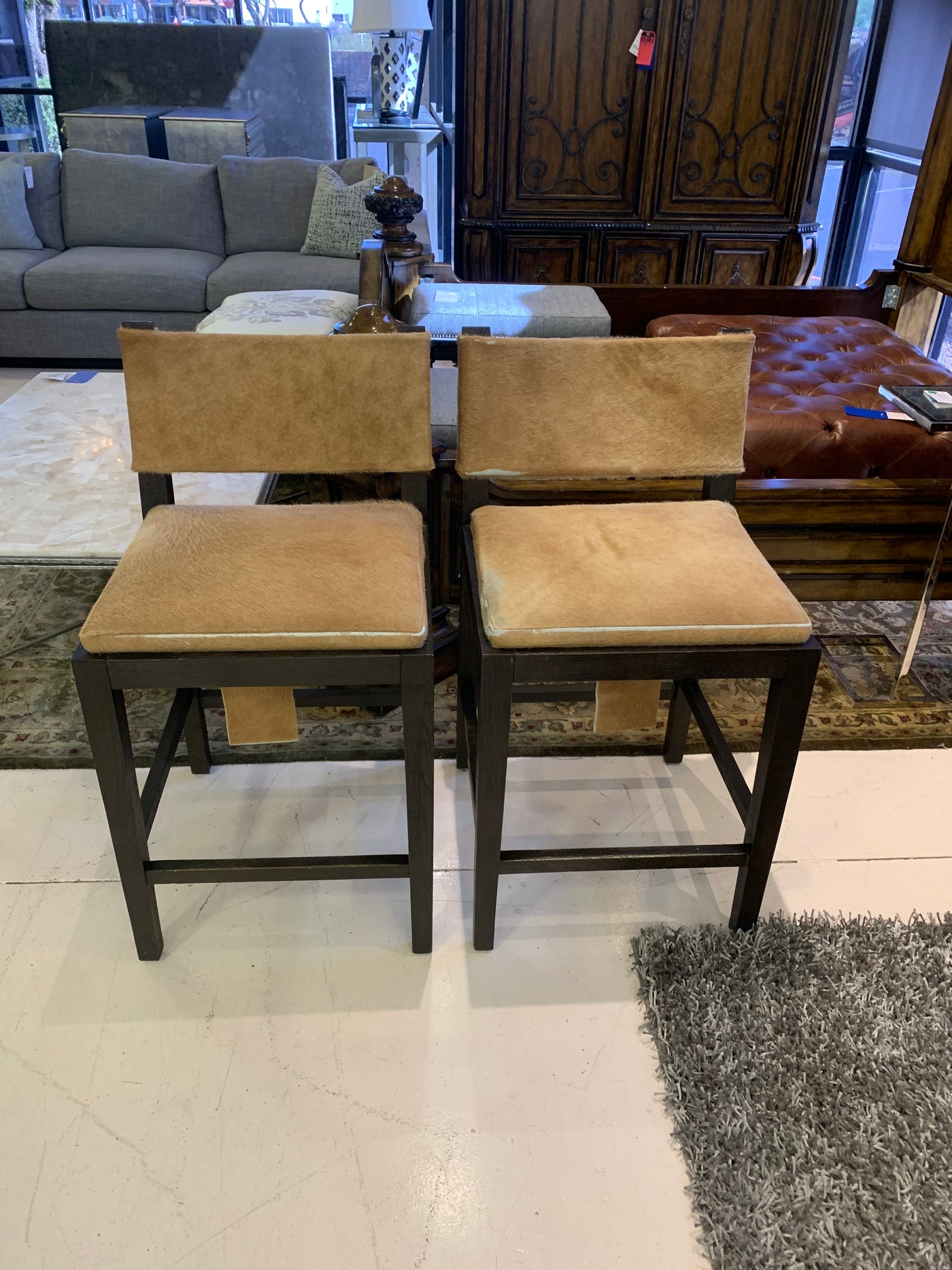 Restoration Hardware Hide Counter Stools set of 2