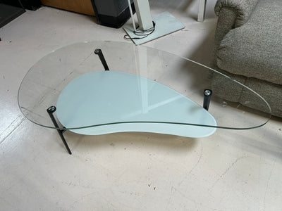 Modern glass two tier coffee table