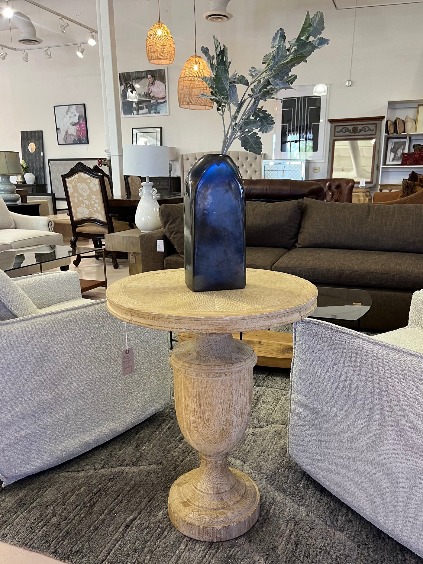 Century Furniture Washed Oak Pedestal Table