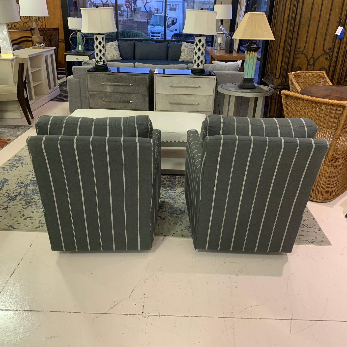 Basset Stripped Swivel Chairs