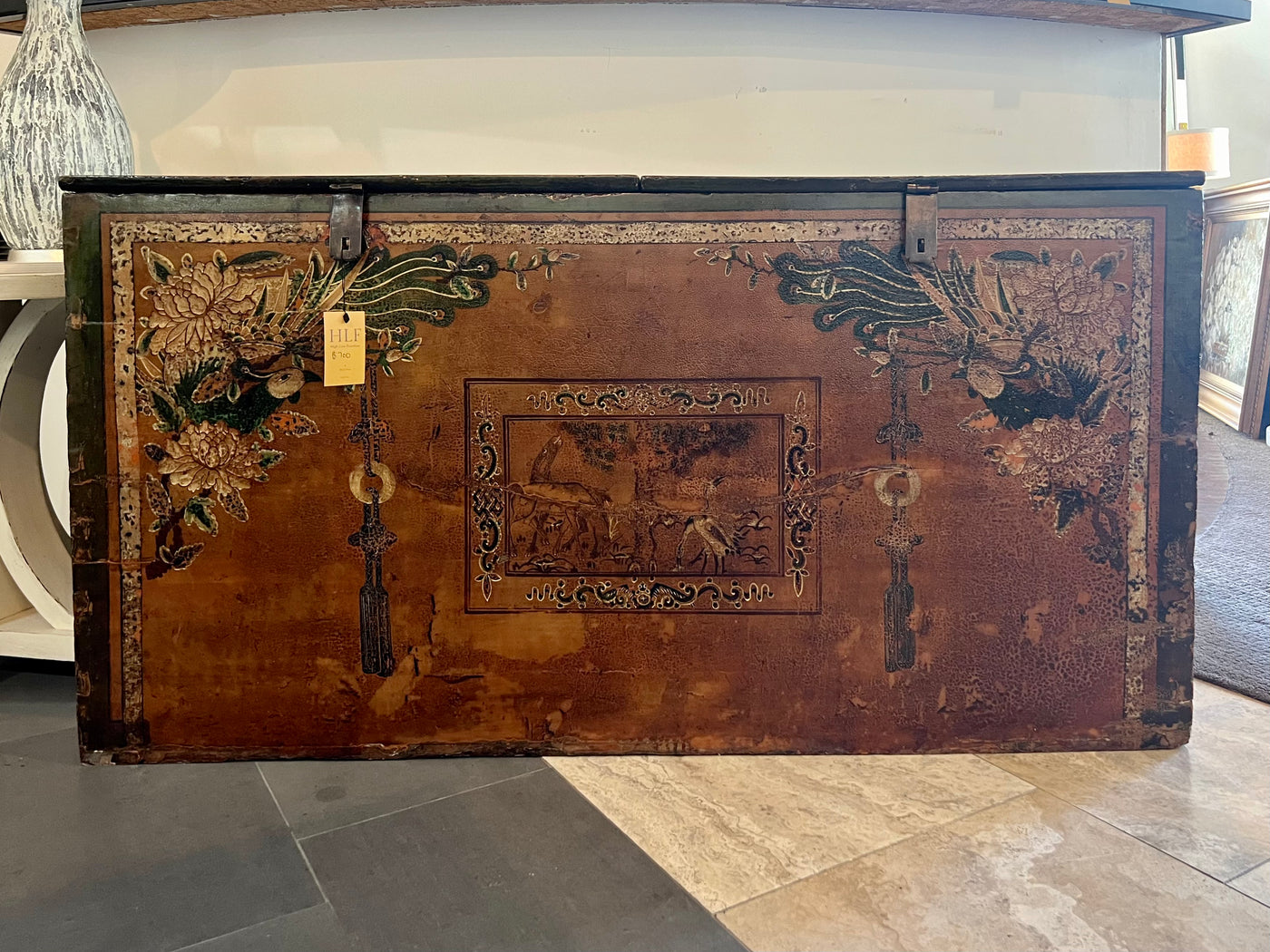 Antique Oriental Hand Painted Chest