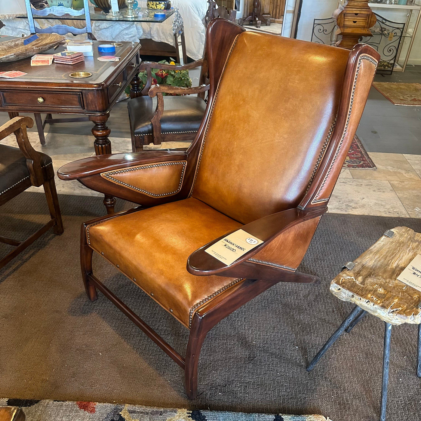 Hancock and Moore Boomerang Leather Accent Chair