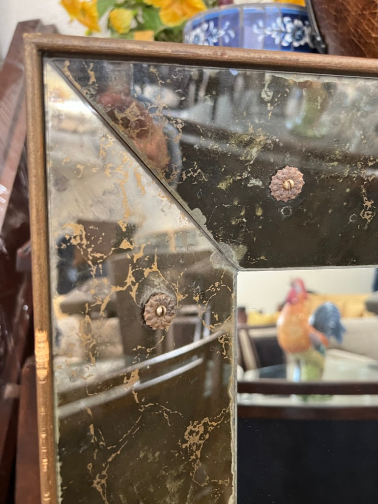 Antiqued Glass Beveled Edge Mirror
