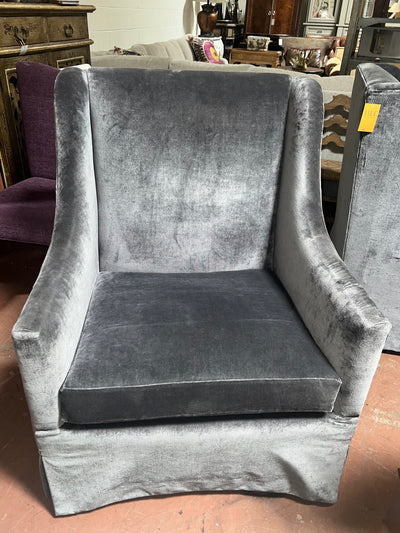 Custom Gray Slipcovered Chenille Accent Chair