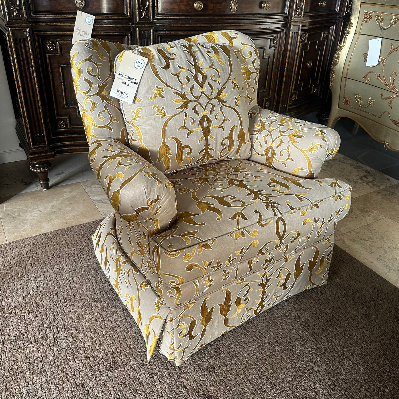 Custom accent chair and ottoman