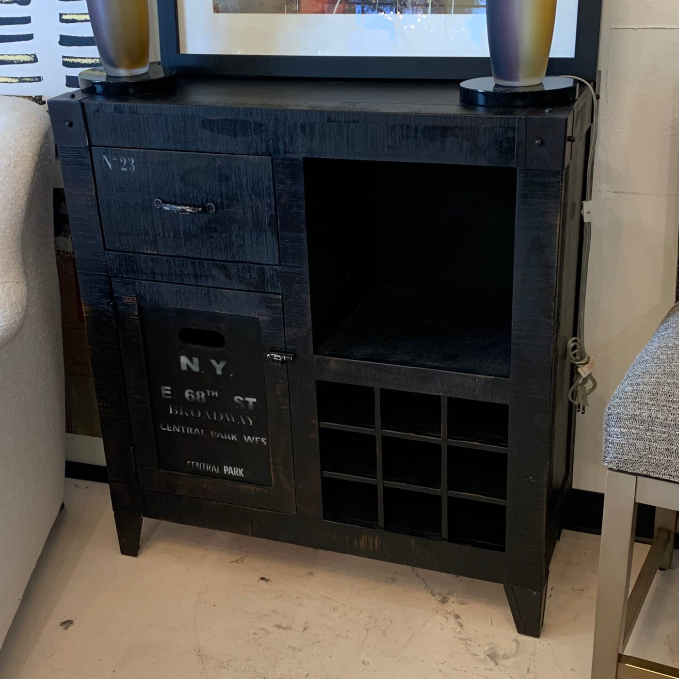 Wood industrial Console Stand