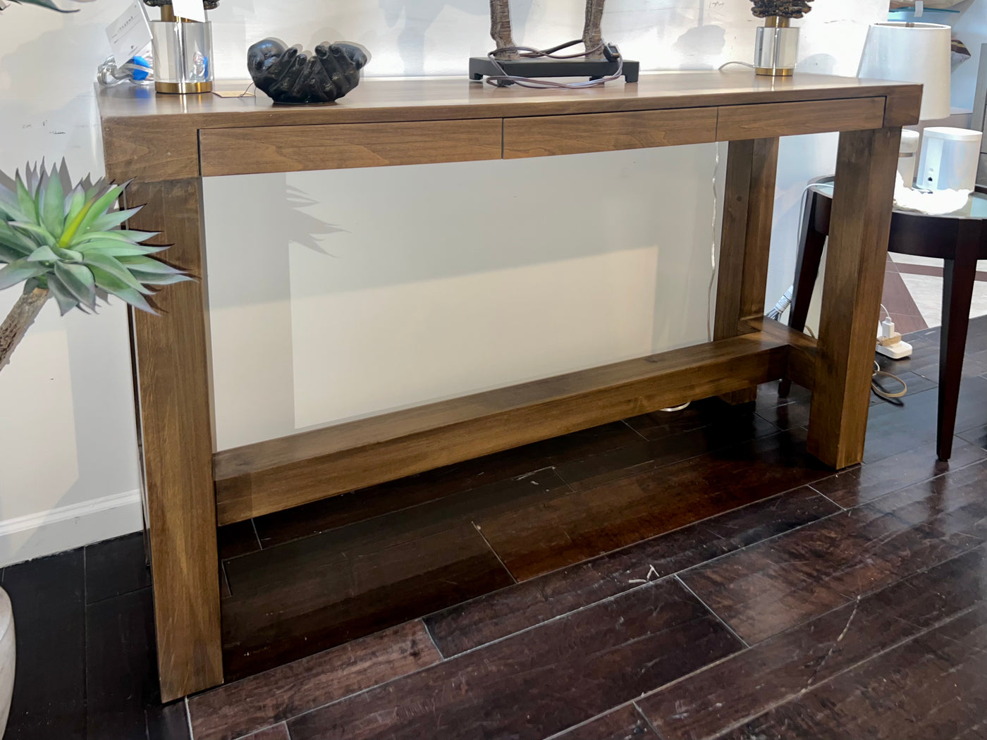 Three-Drawer Wood Console Table