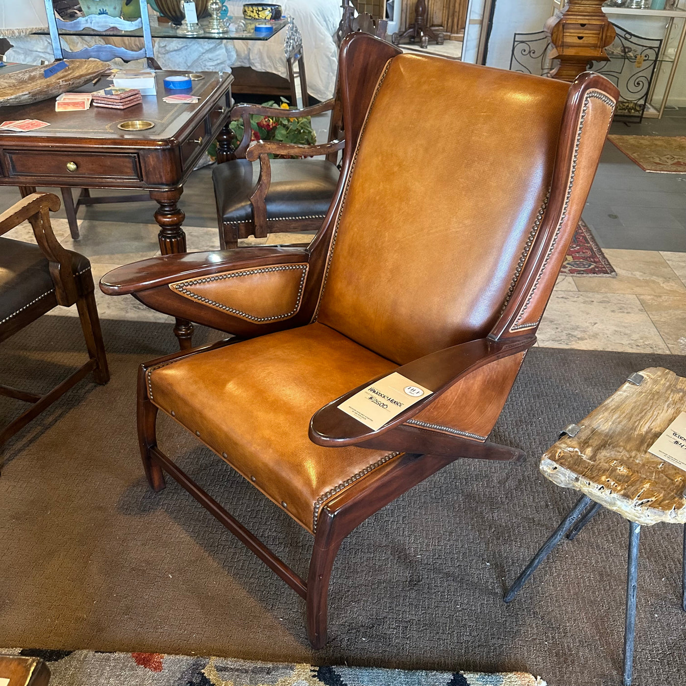 Hancock and Moore Boomerang Leather Accent Chair