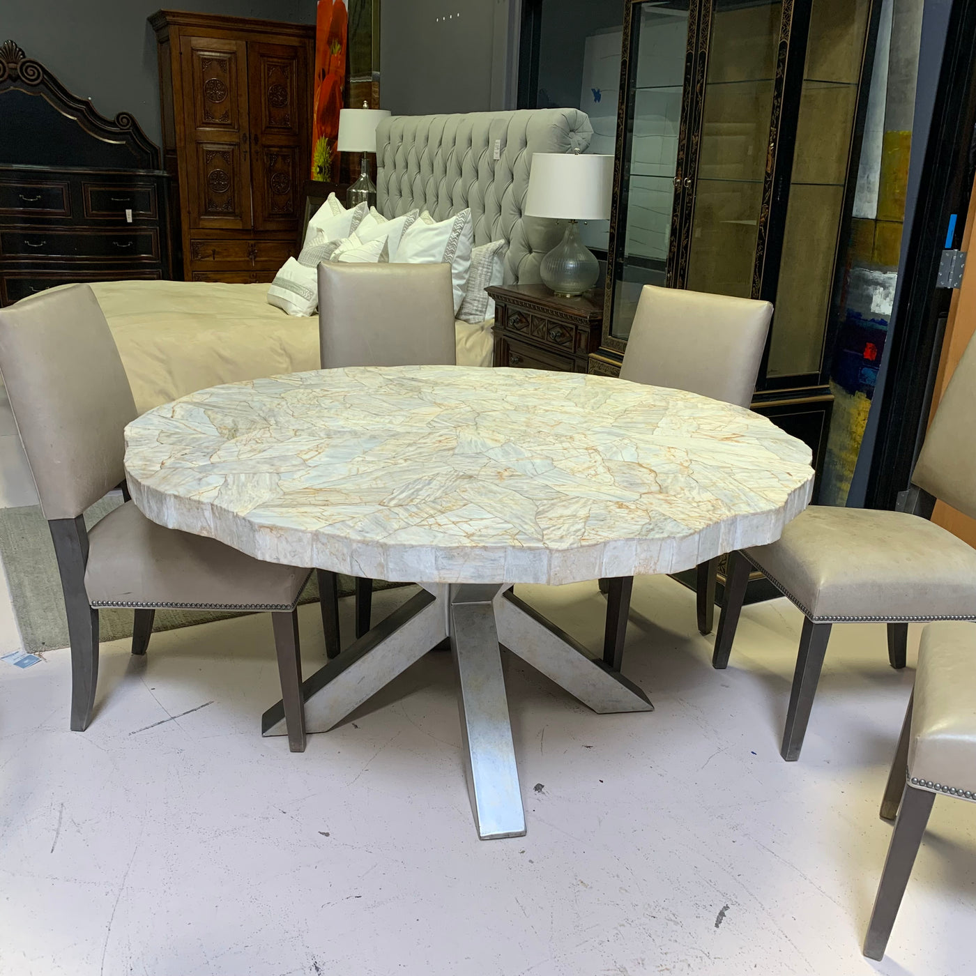 arhaus petra round dining  table