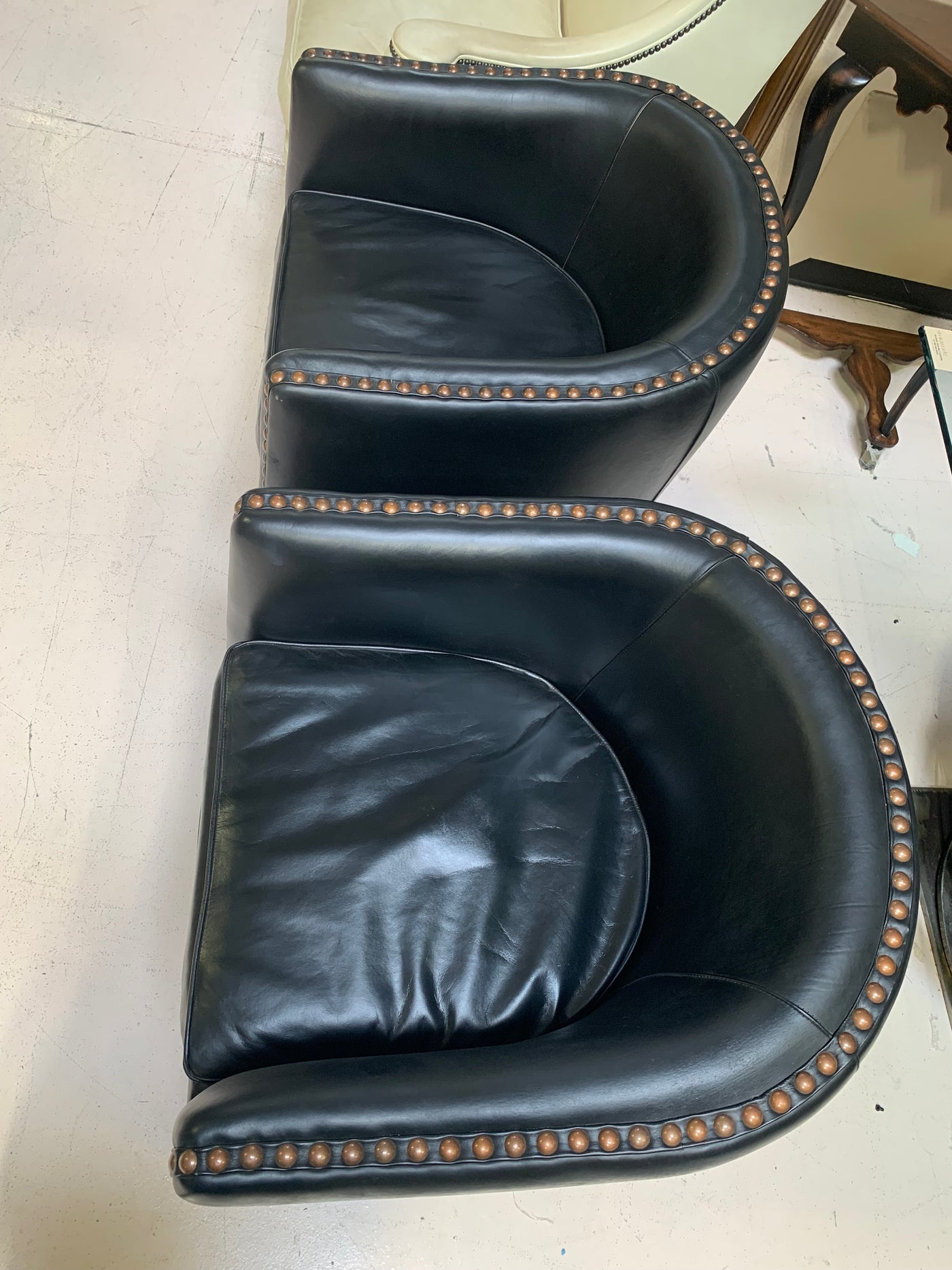 Swivel Leather Nailhead Club Chair