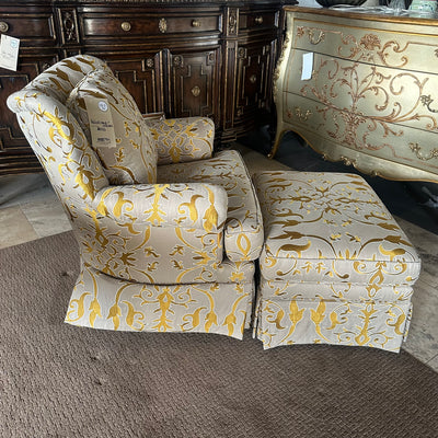 Custom accent chair and ottoman