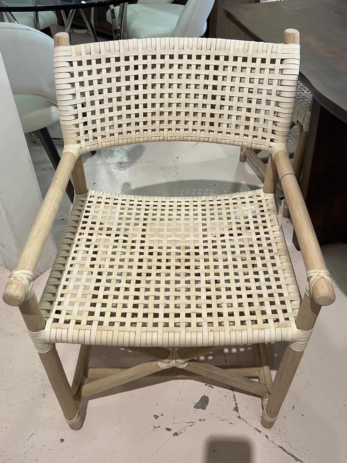 Lacor Woven Leather & Bamboo Dining Chairs - 4 Available