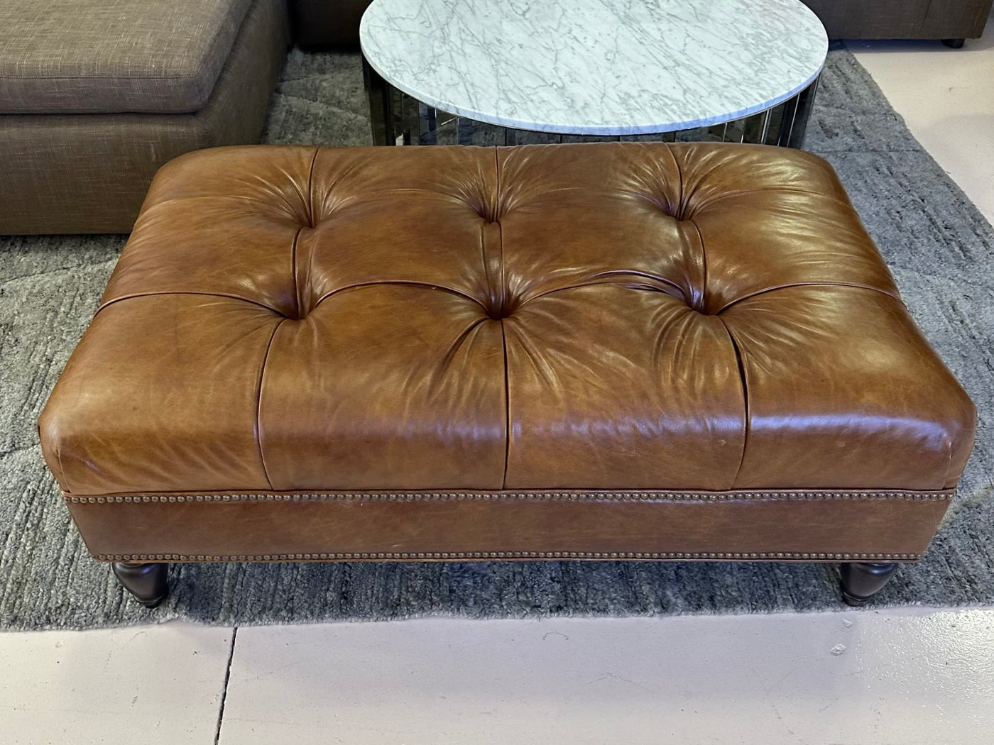 Bernhardt Leather Tufted Ottoman