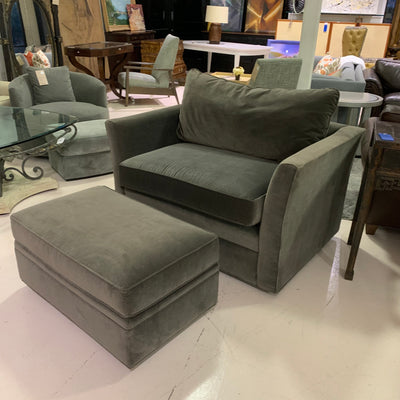 Taylor king Large Upholstery Accent Swivel Chair with Ottoman