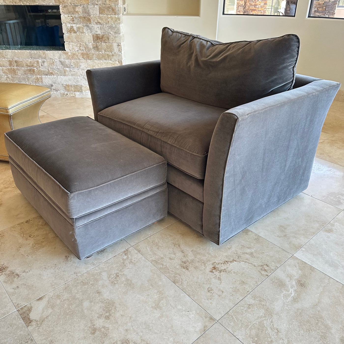 Taylor king Large Upholstery Accent Swivel Chair with Ottoman