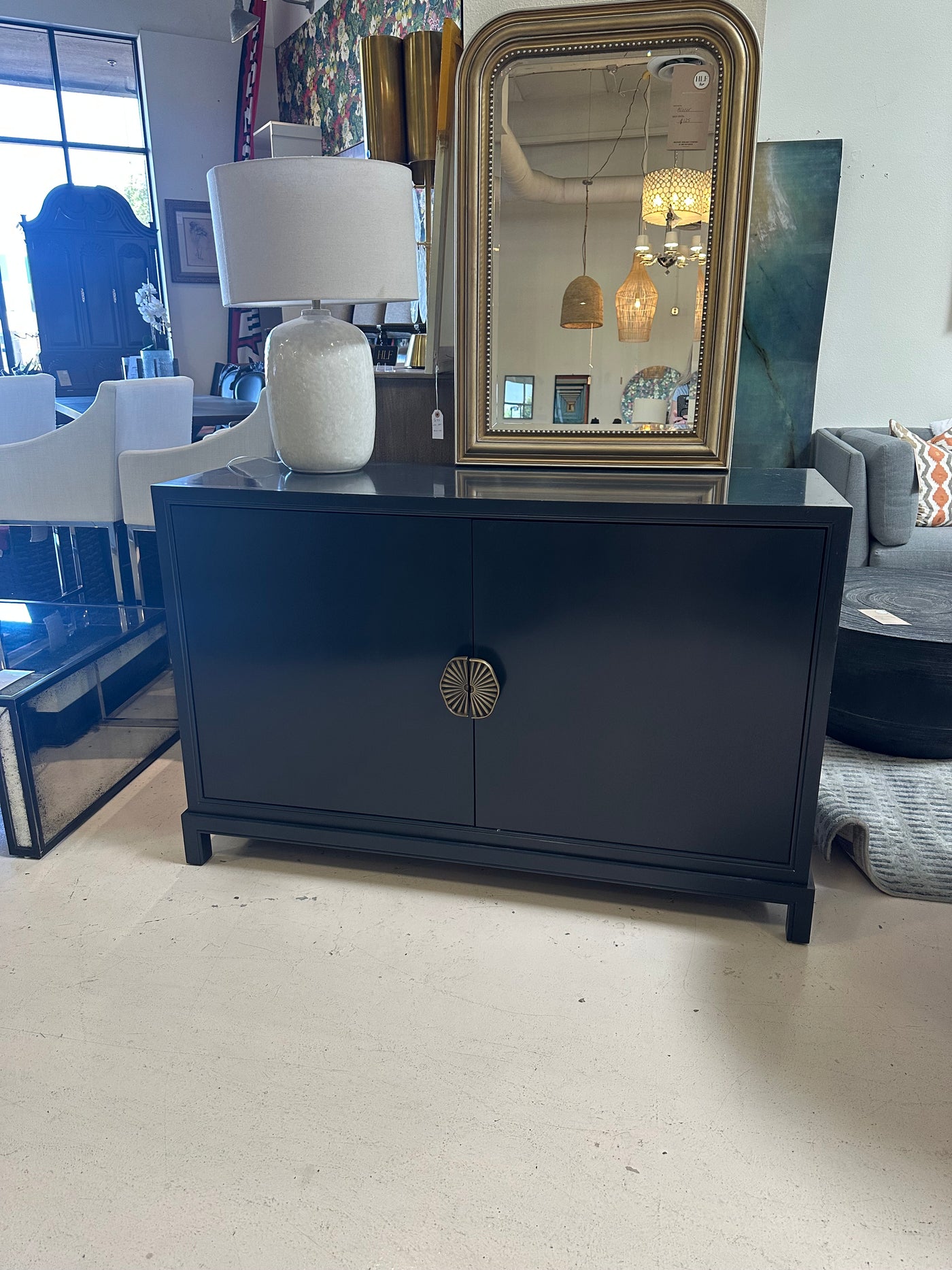 Kravet  Lotus blue cabinet