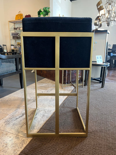 Restoration Hardware Counter Height Blue & Gold Bar Stools