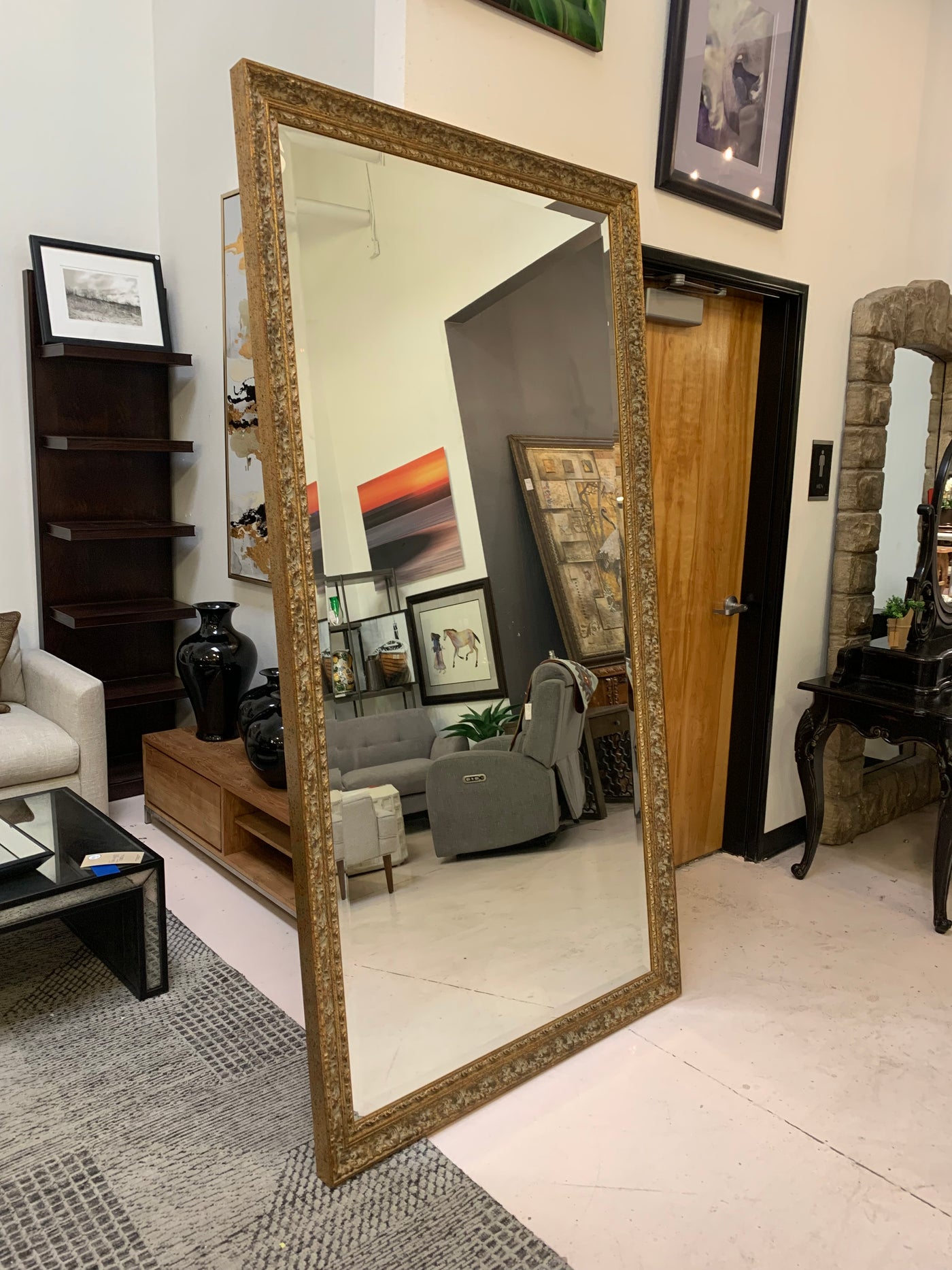 Large Gold Framed Floor Mirror