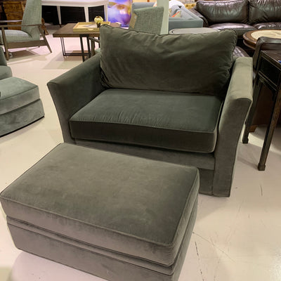Taylor king Large Upholstery Accent Swivel Chair with Ottoman