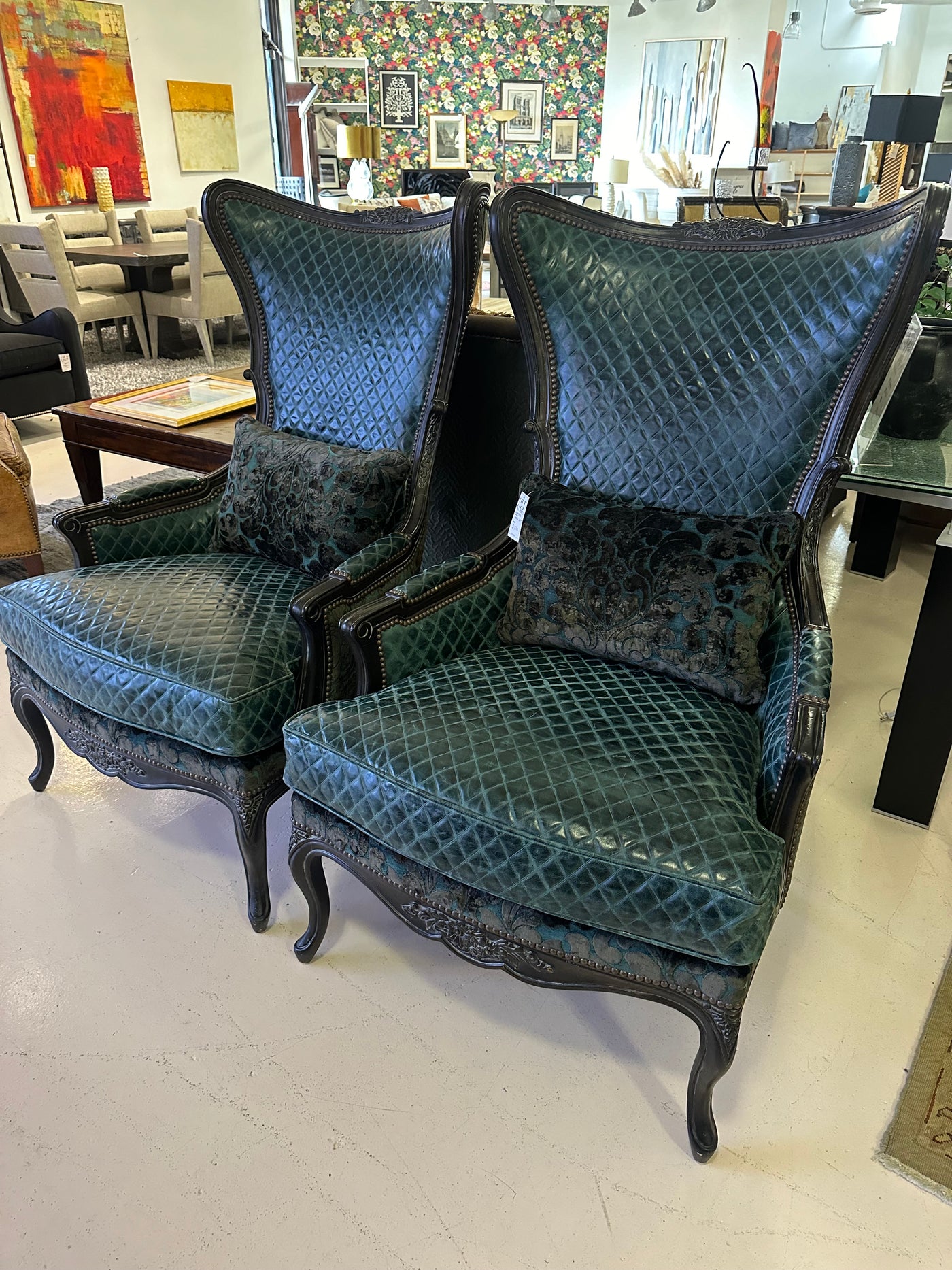 Paul Robert Leather Wingback Chairs