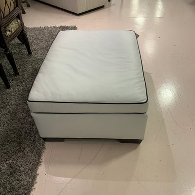 Ralph Lauren White Leather Ottoman