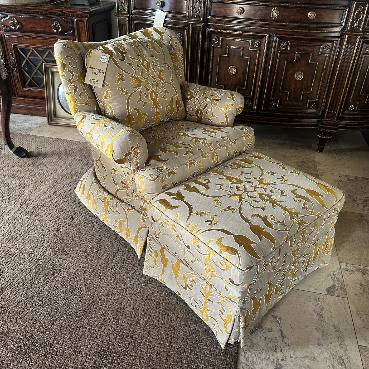 Custom accent chair and ottoman