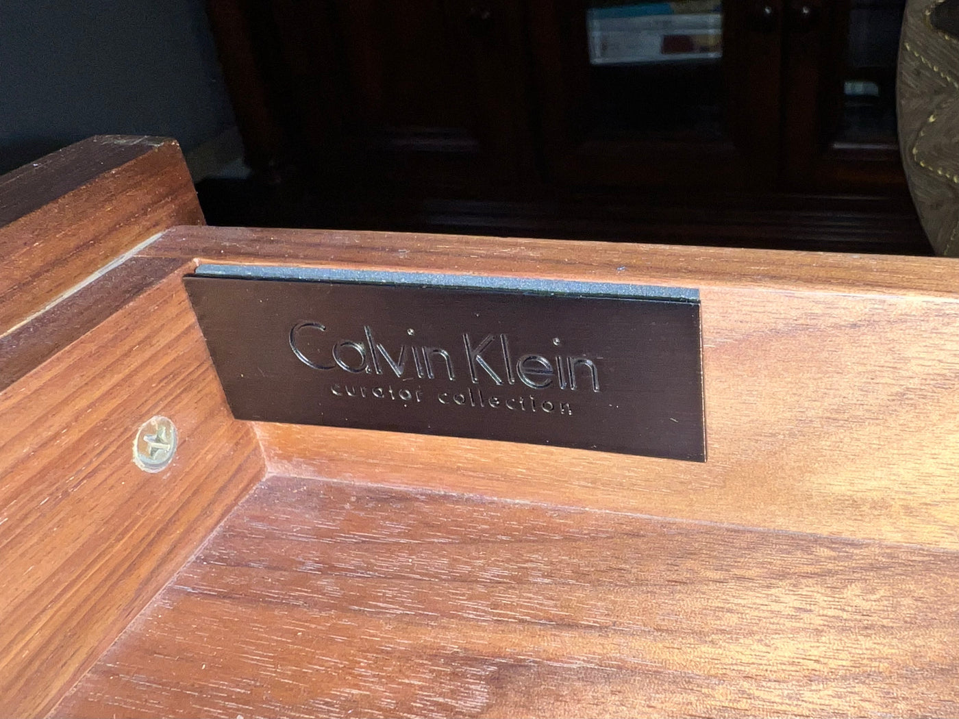 Calvin Klein Walnut End Table with Drawer
