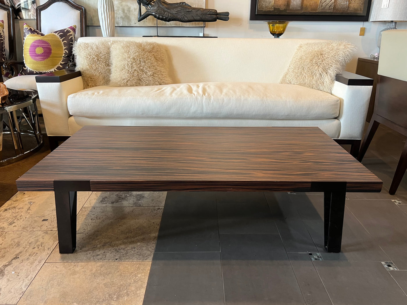 Contemporary Wood & Metal Rectangular Coffee Table