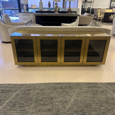 four hands freda media console brass cabinet