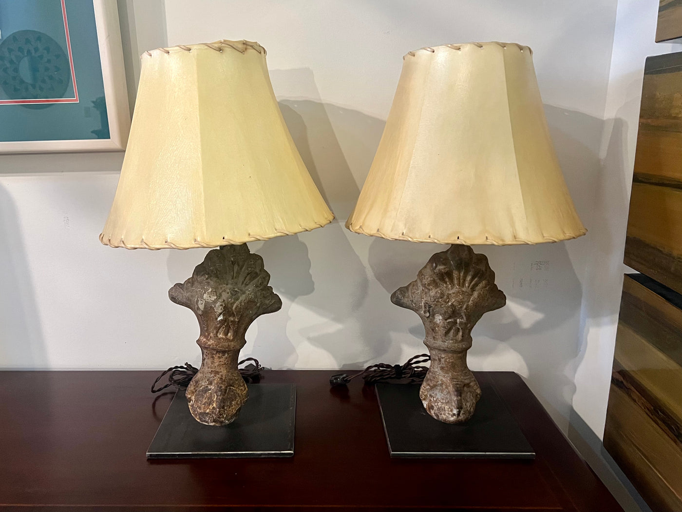 Iron Claw Foot Table Lamps Pair