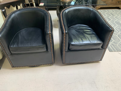 Swivel Leather Nailhead Club Chair