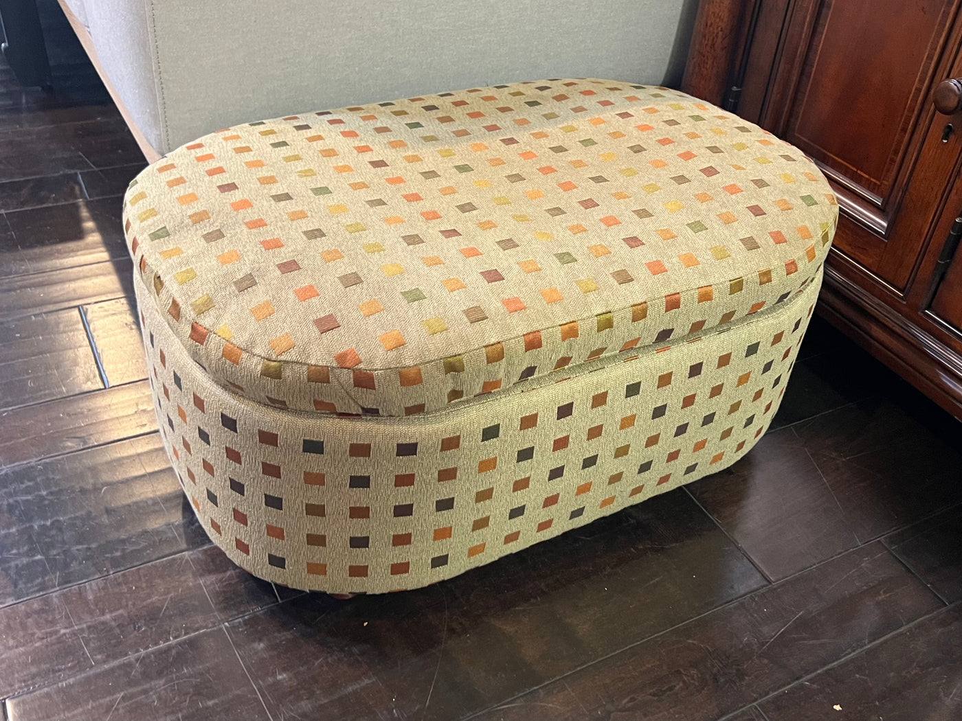 Upholstered Oval Ottoman