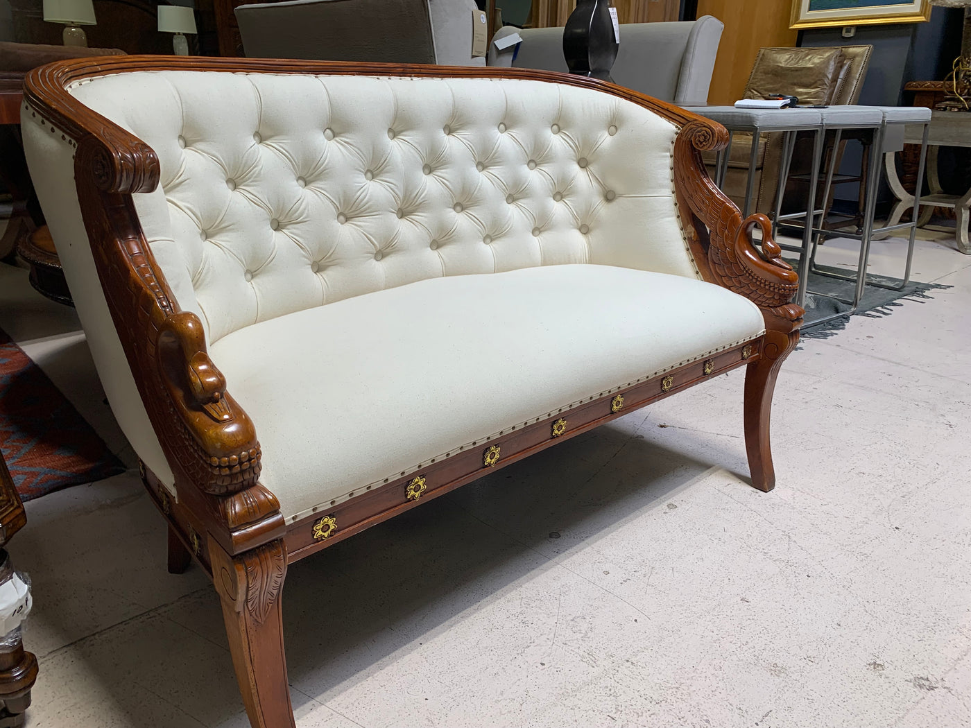 Antique Upholstered Bench