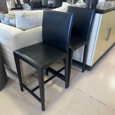 Maria Yee Black Leather barstools set of three